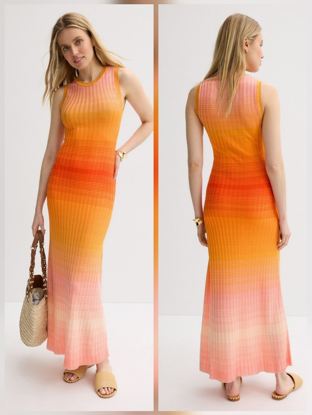 Maje Tie-Dye Knit Maxi Dress Casual Crew Neck Sleeveless Size M